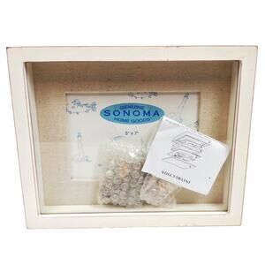 SONOMA GOODS Wood Nautical Shadow Box Photo Frame w Shells Cream Home Decor 5x7"